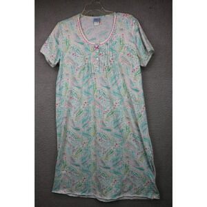 Moonbeams Women's Flannel Pajama Gown-Size Medium-Pleated-Short Sleeves